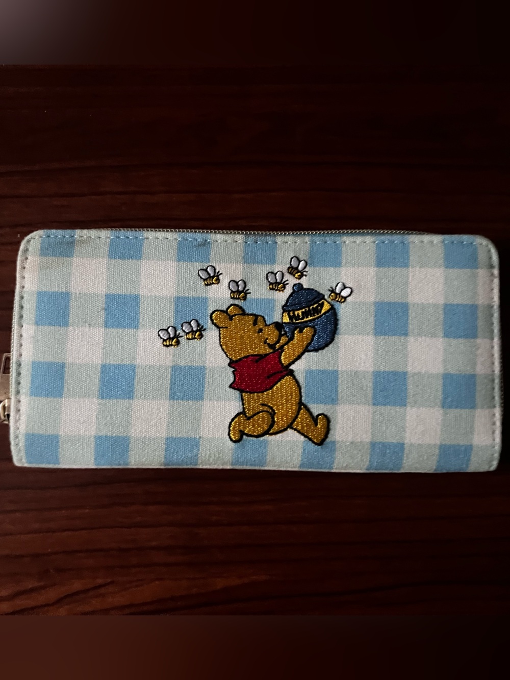 Winnie the Pooh Honey Pot Checkered Zip Wallet
